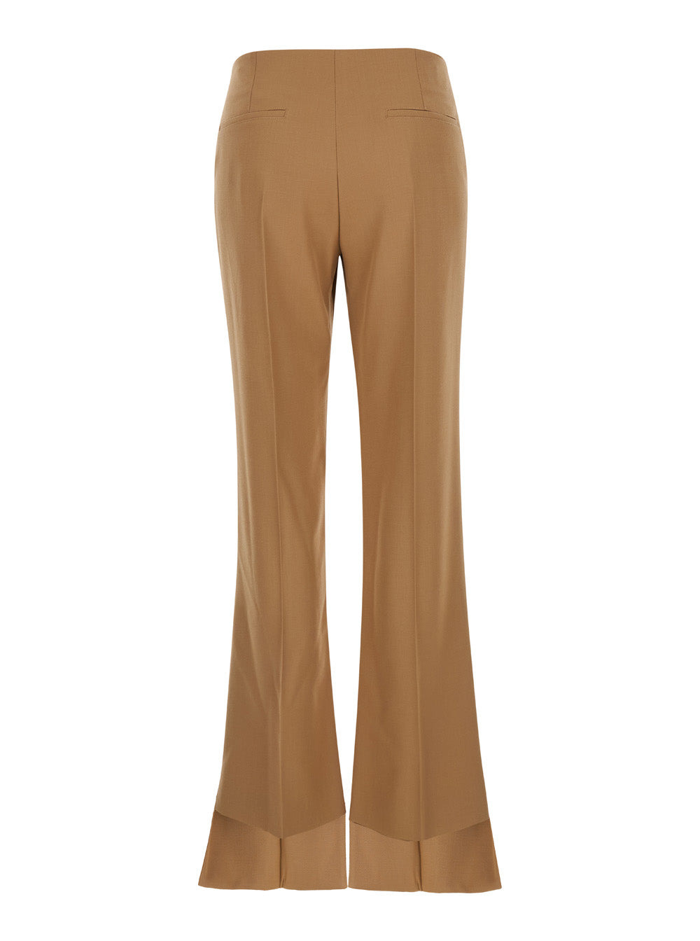 Chloé Women Beige Flared Pants With Asymmetric Hem In Grain De Poudre Wool Woman - 2