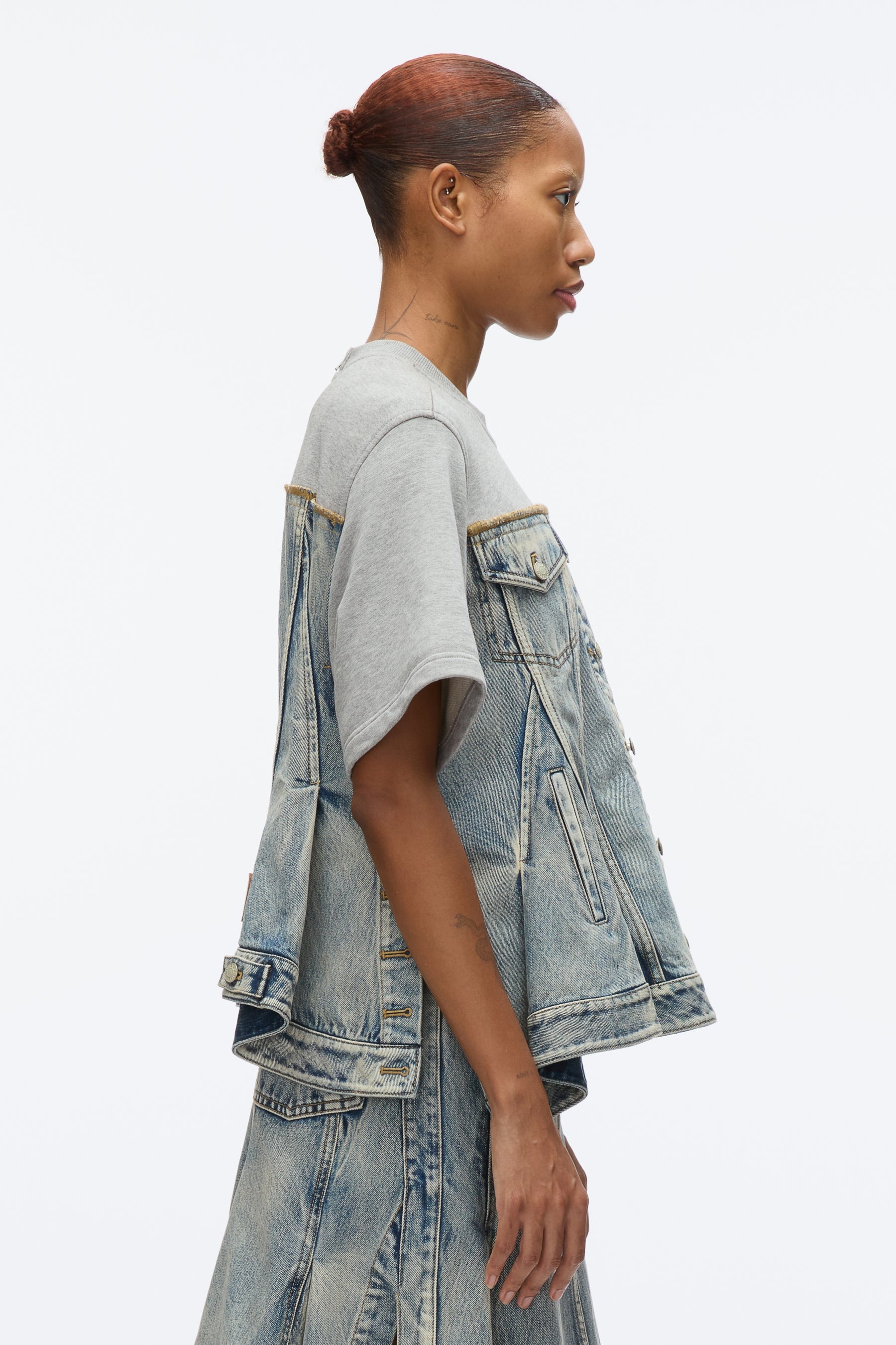 Flounce Hem Hybrid Denim Top - 3