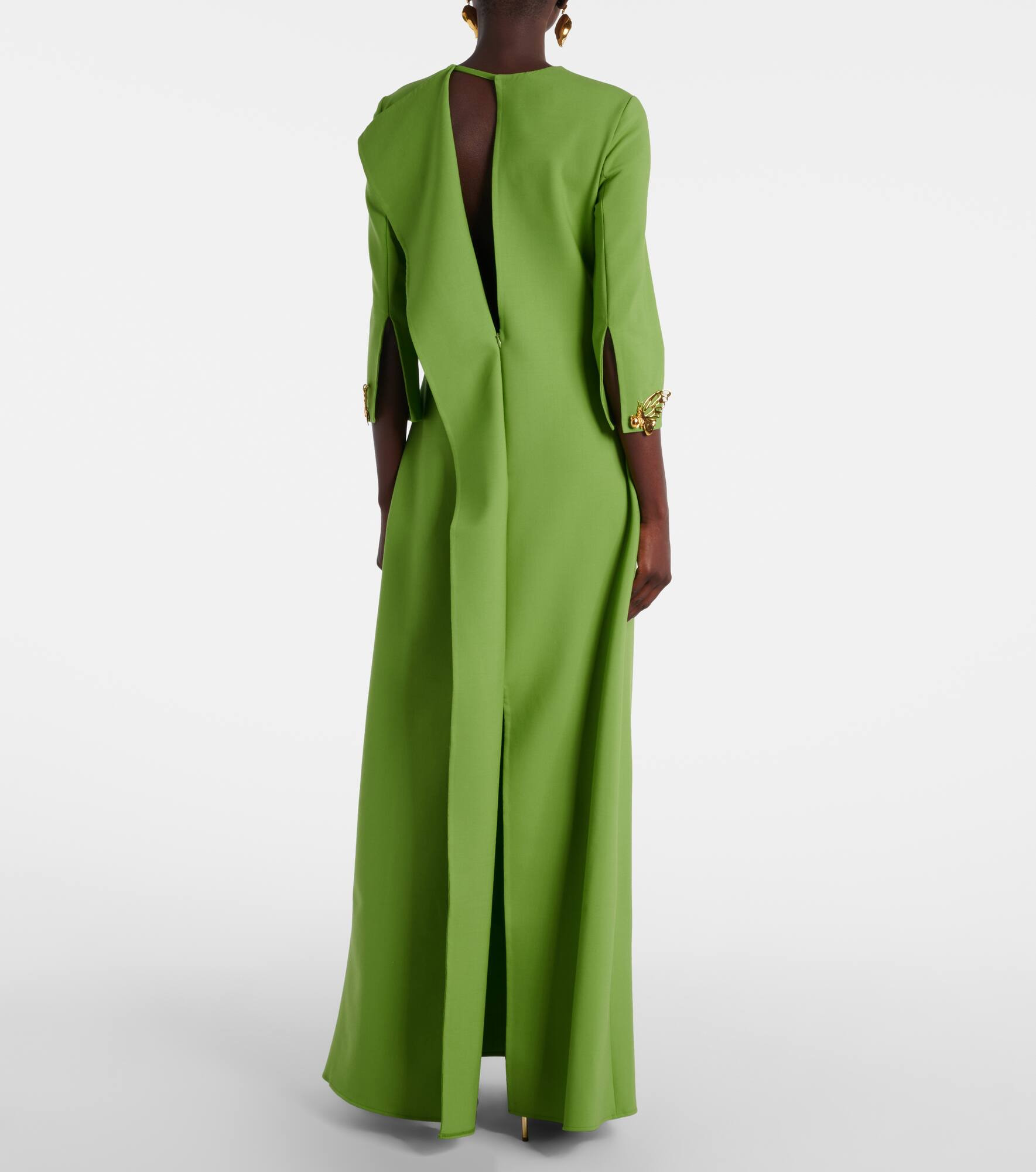 Embellished open-back wool-blend kaftan - 3