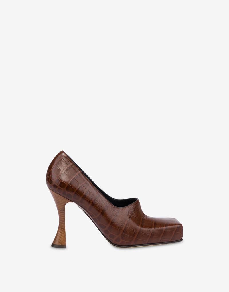 CROC-PRINT CALFSKIN PUMPS 1