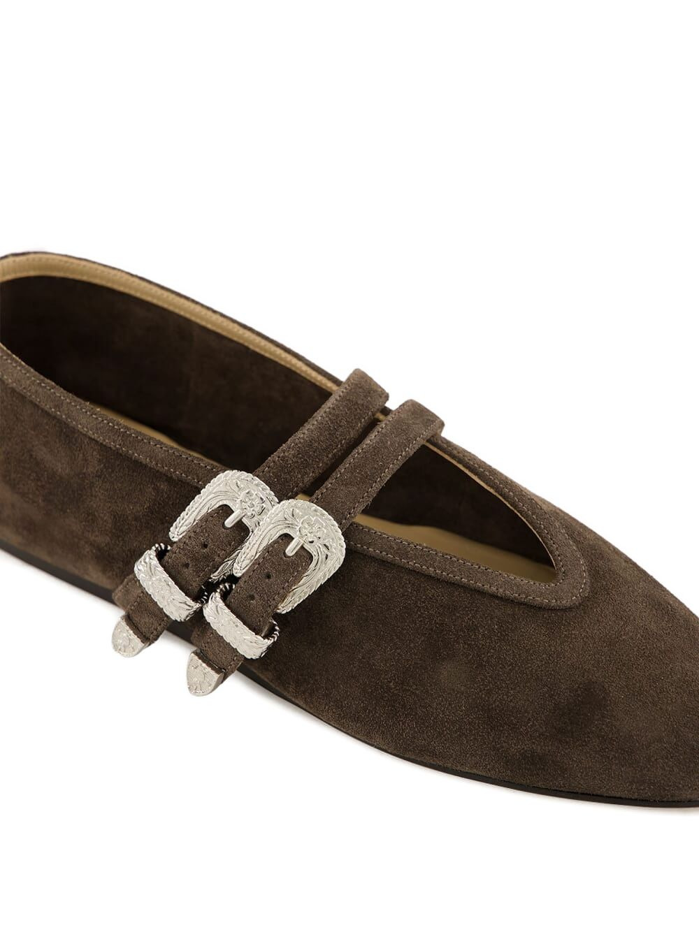 double-buckle suede ballet flats - 5