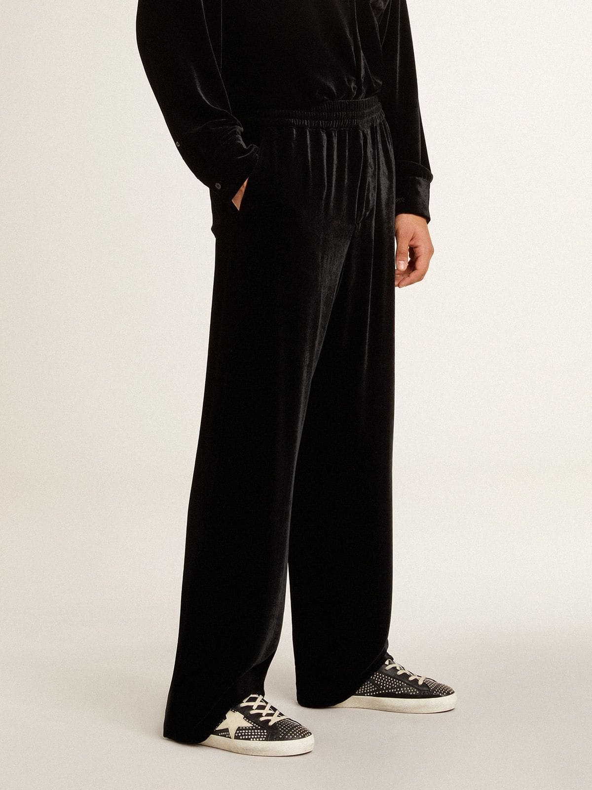 Men’s Super-Star in studded black nappa with white leather star - 3