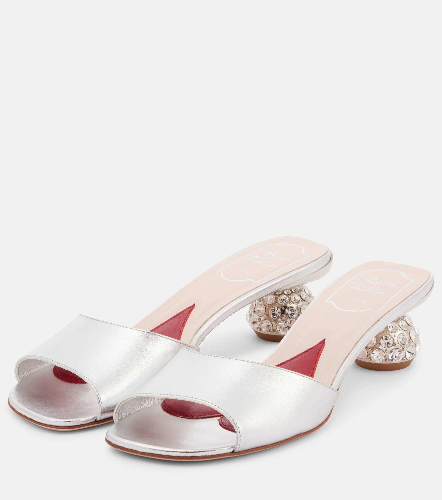 Embellished leather mules - 4