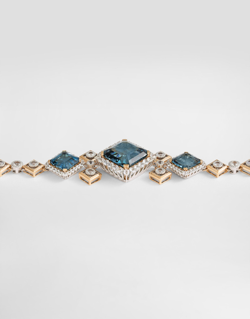 Eleganza Bracelet 18kt white and yellow gold, topazes, and sapphires 5