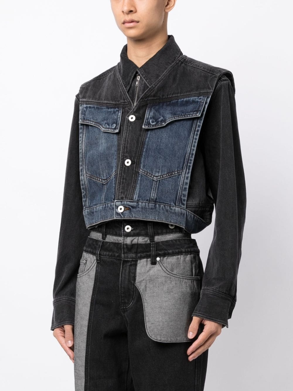 reversible cropped denim jacket - 3