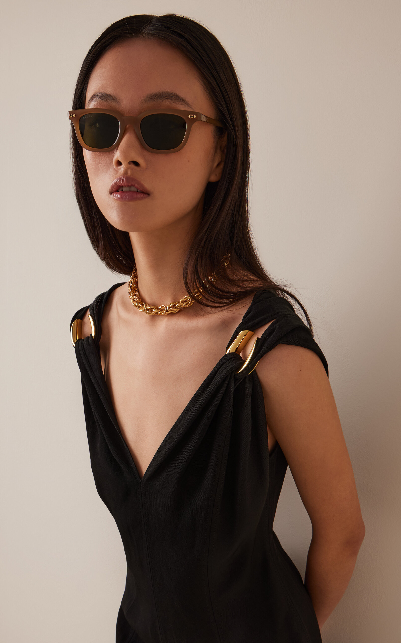 Rectangle-Frame Acetate Sunglasses brown - 2