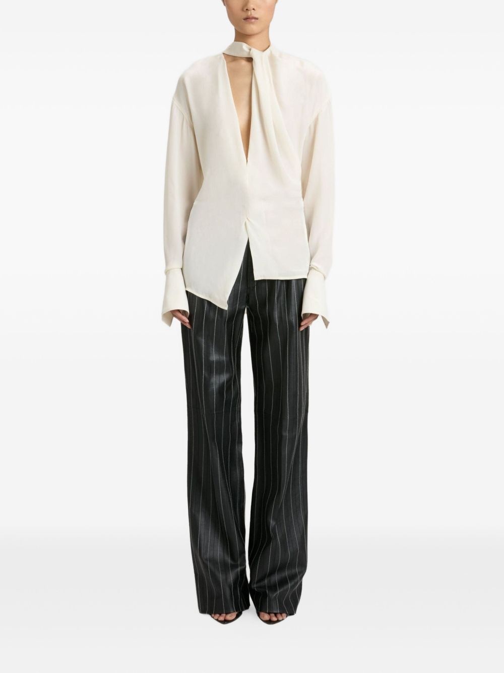 pinstripe leather trousers - 2