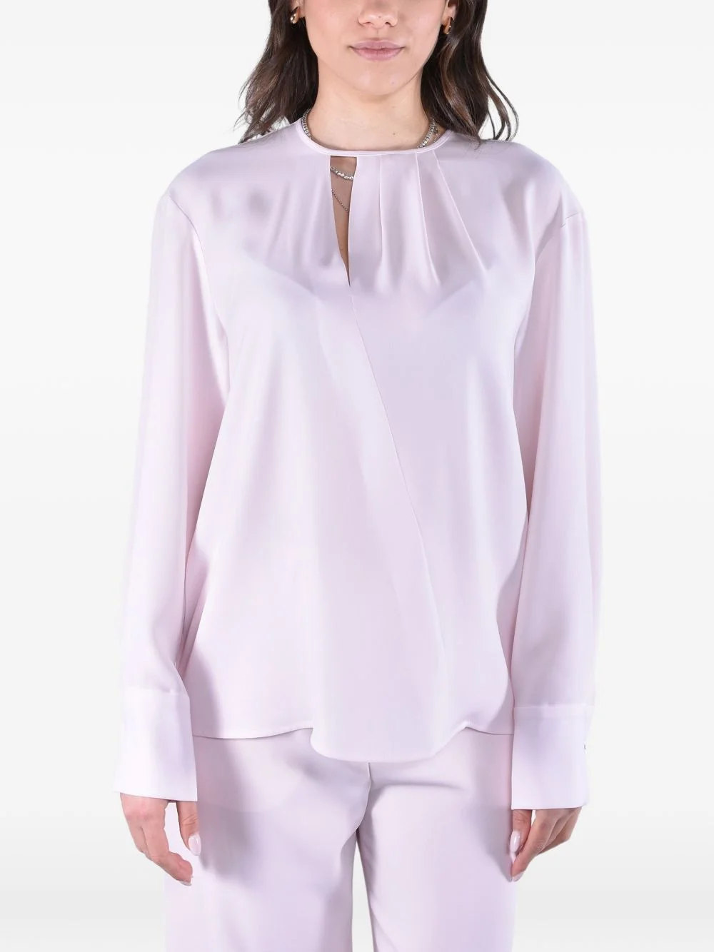 pleated cut-out blouse - 1
