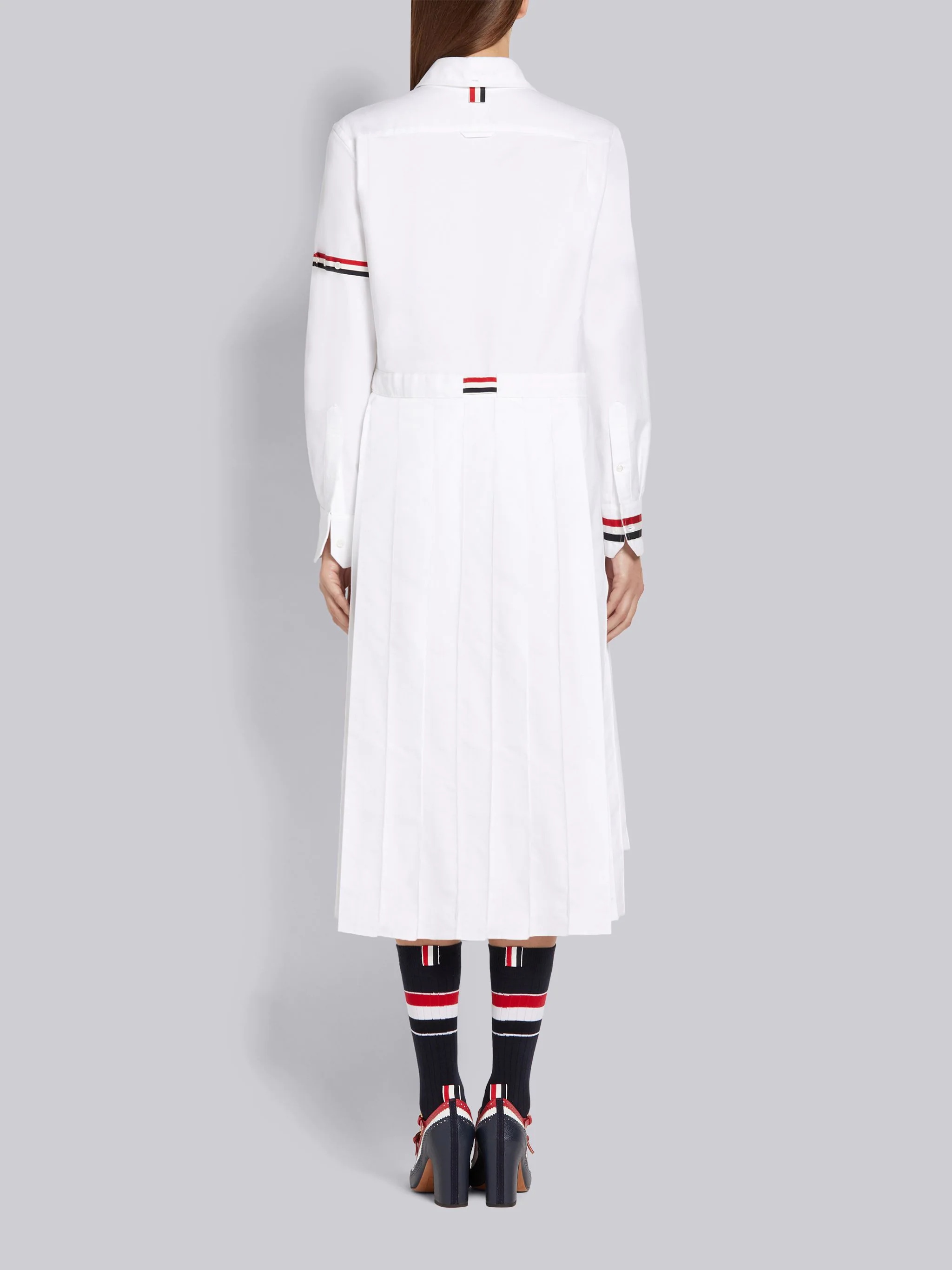 White Oxford 2-in-1 Pleated Bottom Norfolk Shirtdress - 3