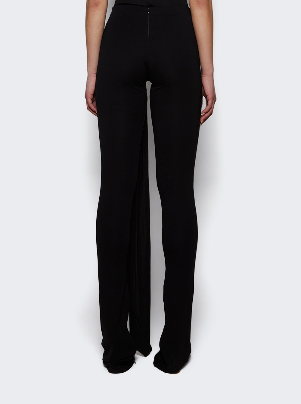 Crystal Buckle & Drape Overlay Trousers Black - 4