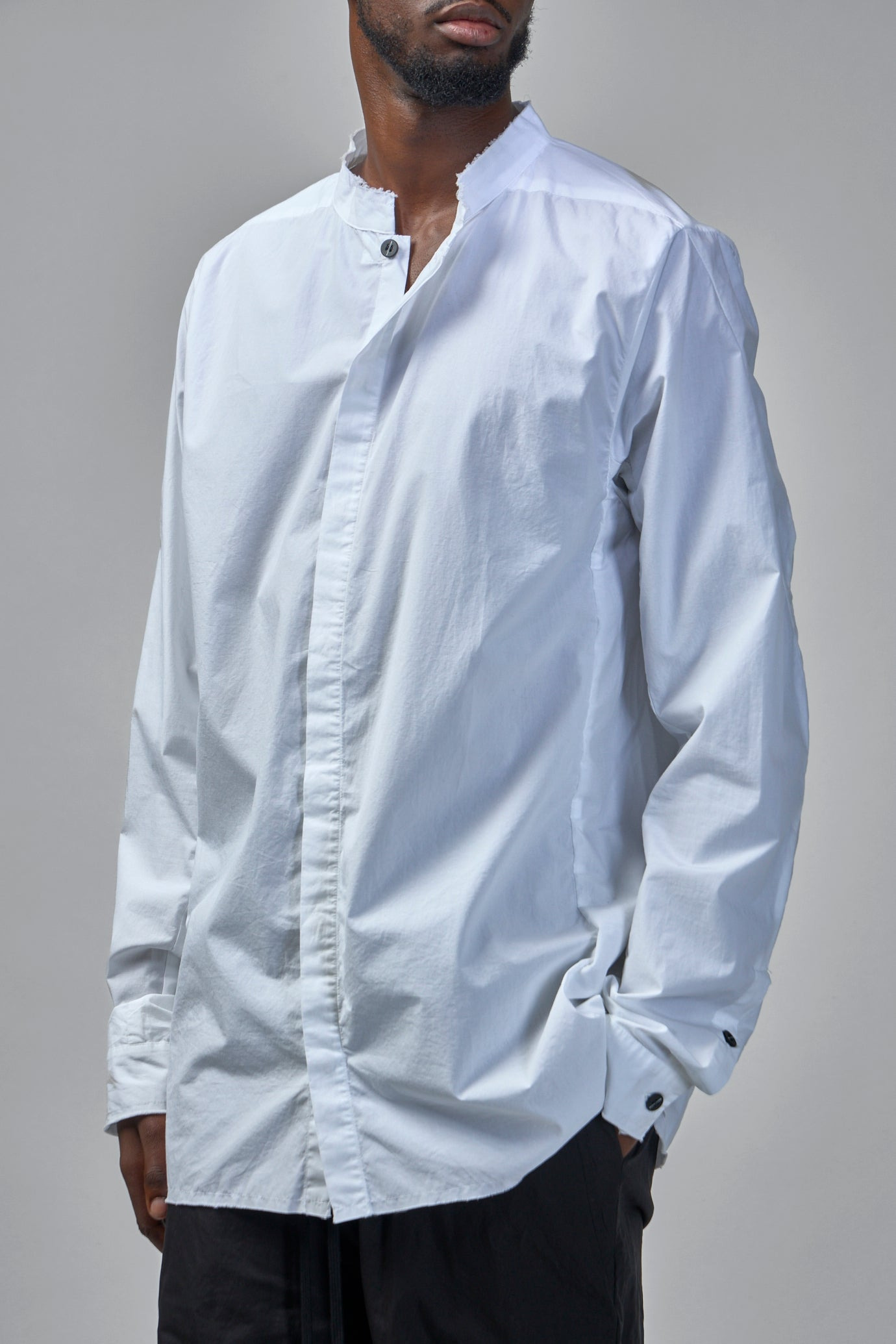 Long Cotton Shirt Stand Up Collar - 6