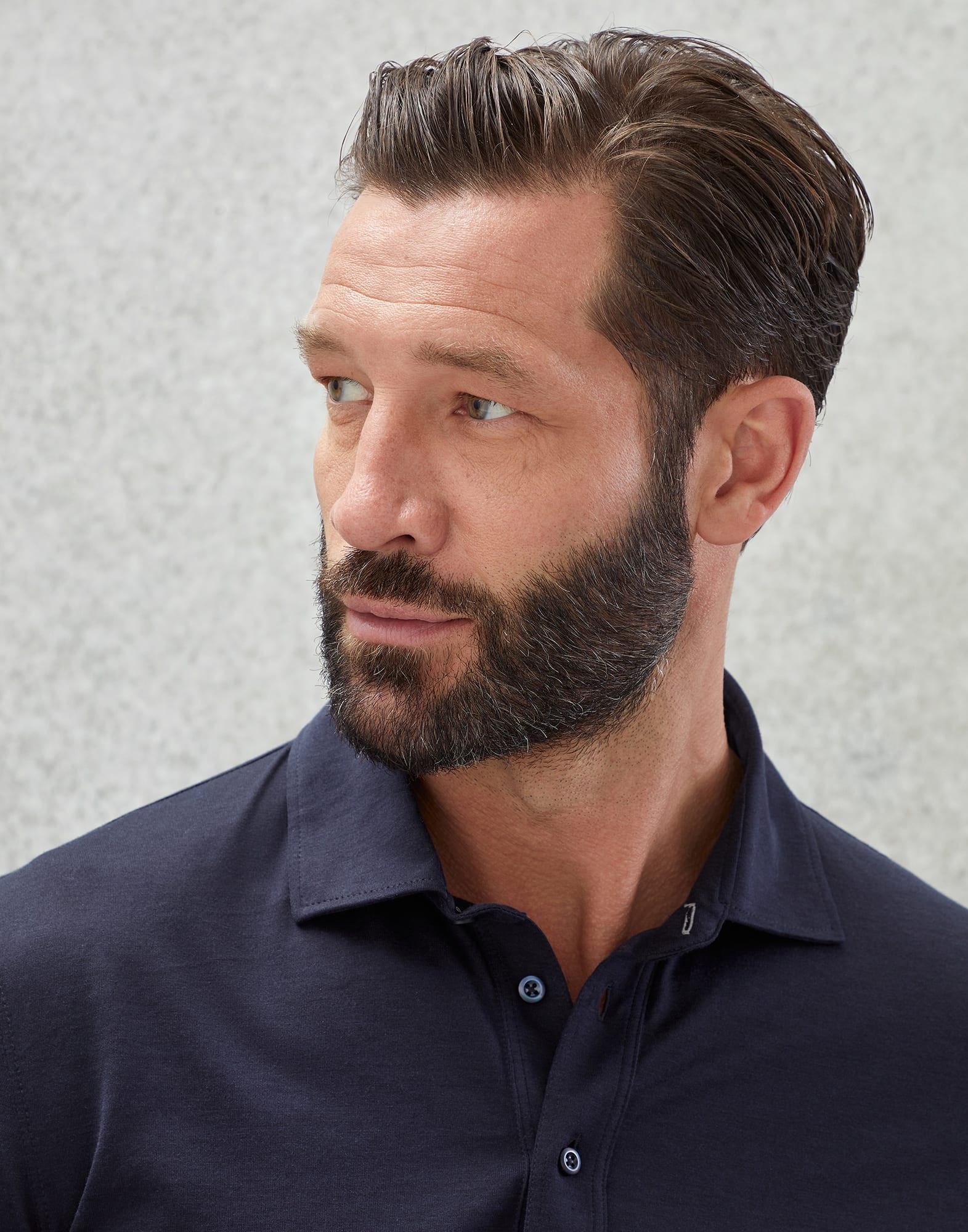 Silk and cotton jersey slim fit shirt-style collar polo with faux-layering - 3