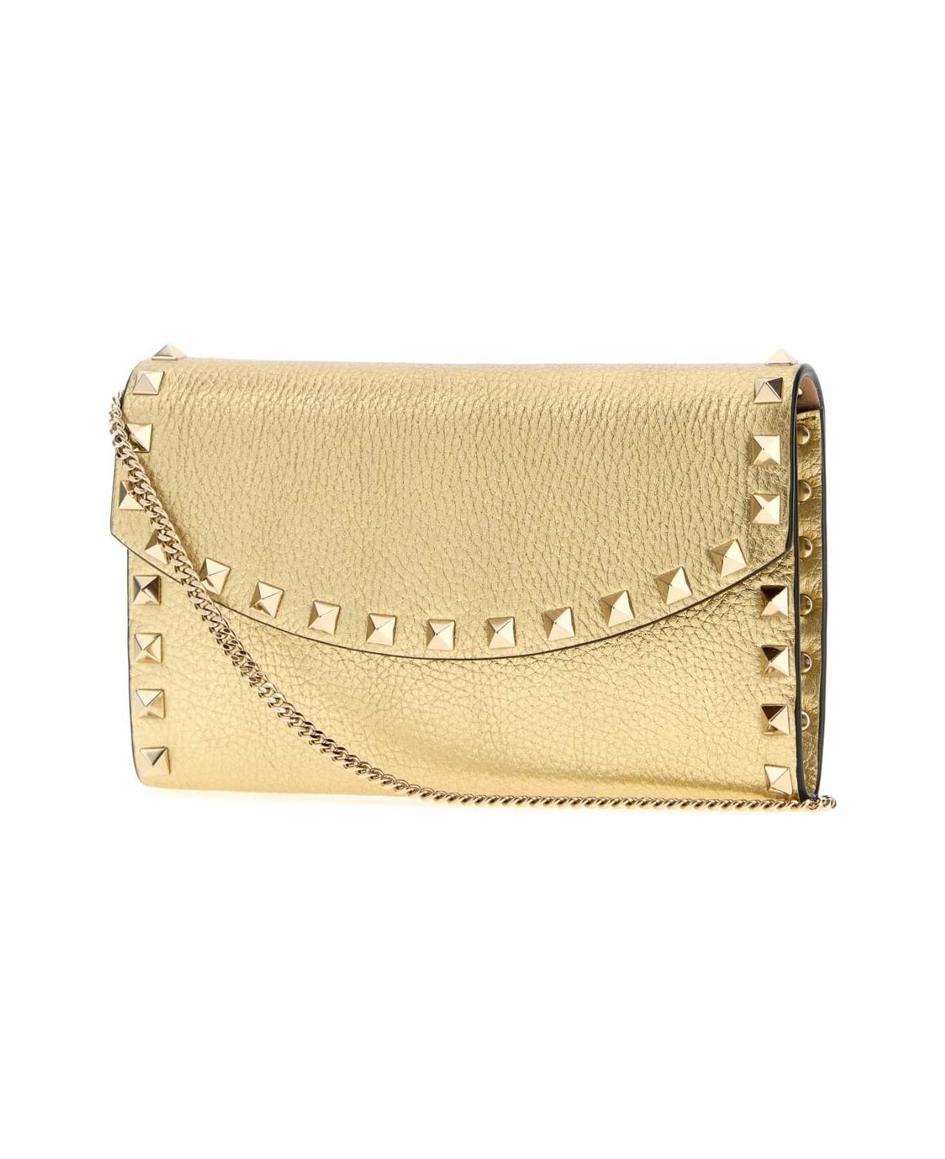 Gold Leather Rockstud Wallet - 2