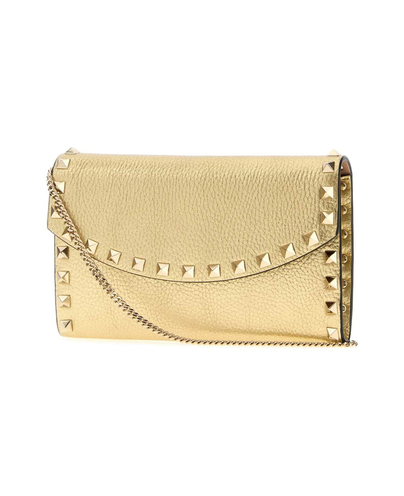 Valentino Gold Leather Rockstud Wallet outlook