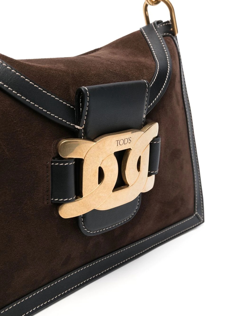 logo-plaque suede shoulder bag - 4