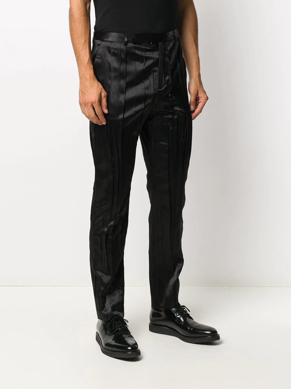 pleated straight-leg trousers - 3