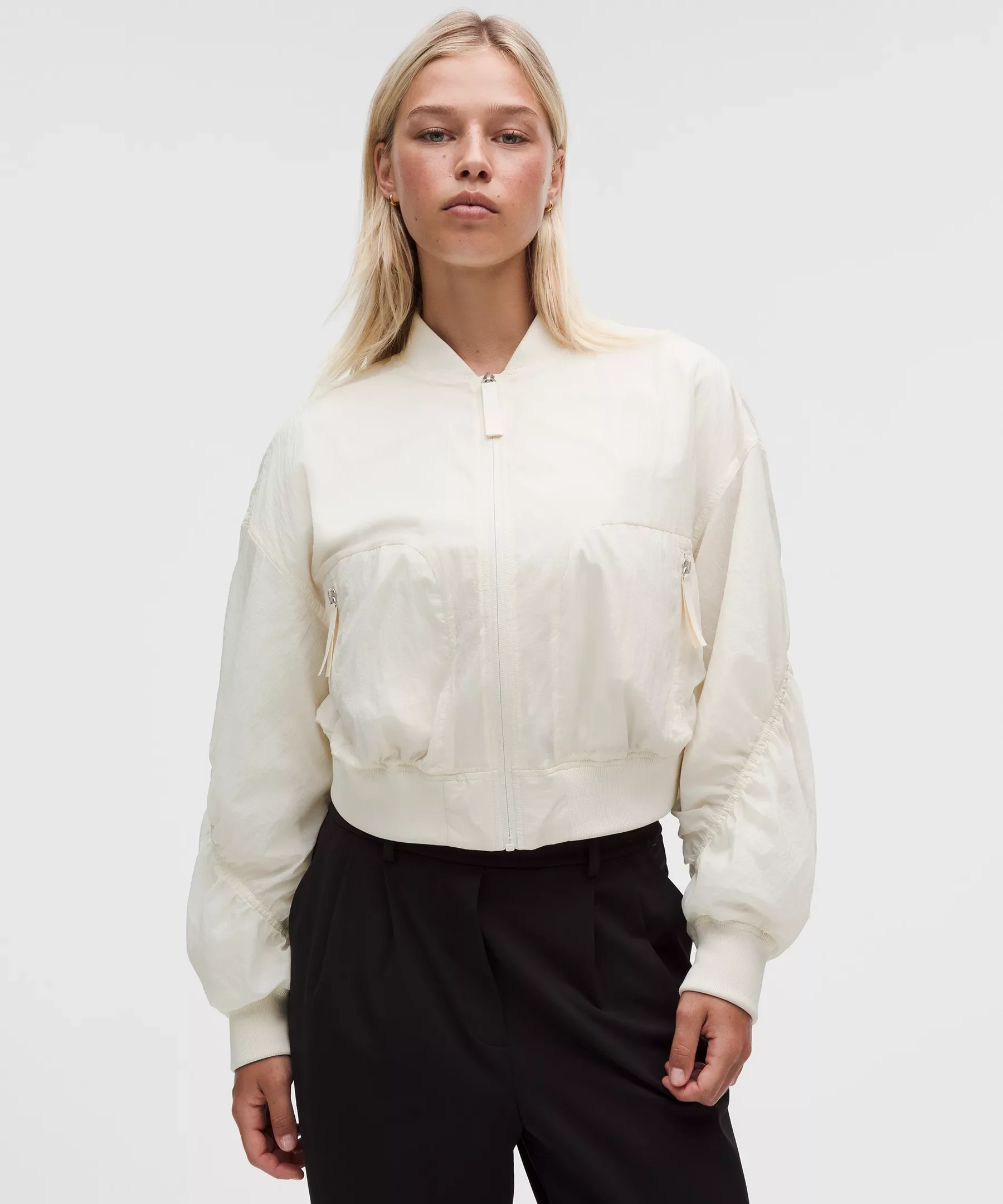 Curved-Hem Cropped Bomber - 1