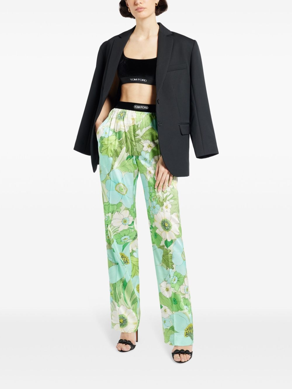 logo-waistband floral-print trousers - 2