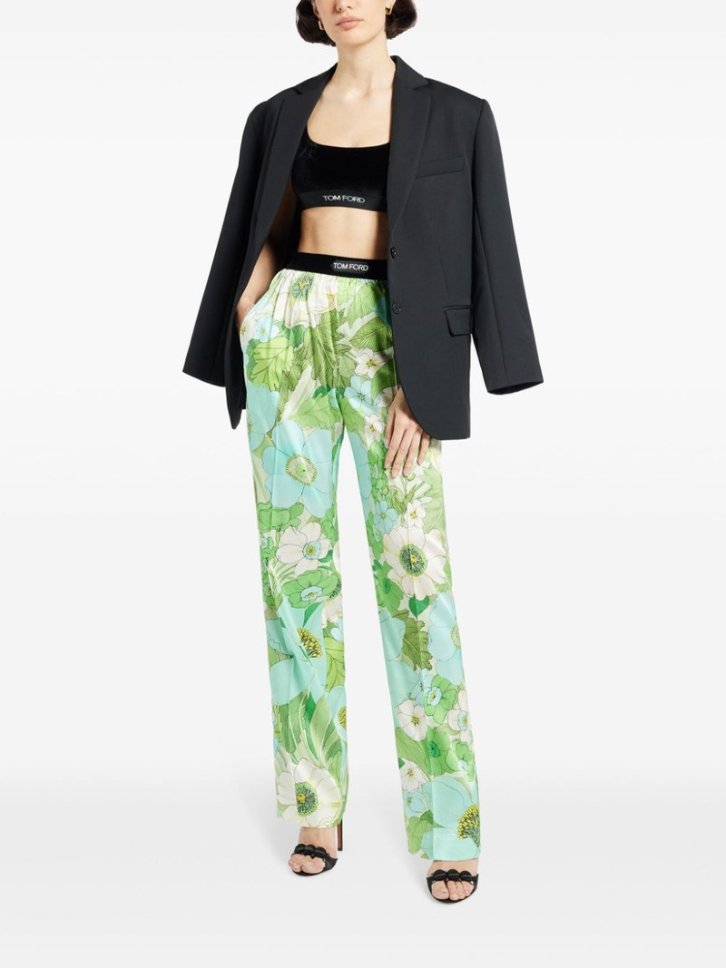 TOM FORD logo-waistband floral-print trousers outlook