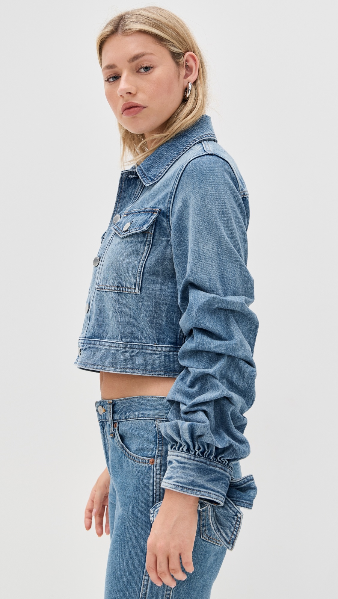 Tiff Denim Jacket with Bow Sleeve - 3