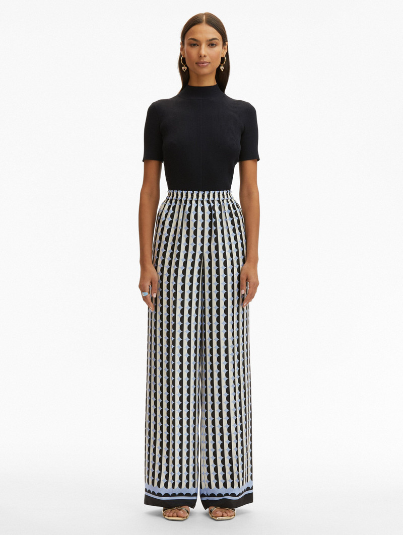 Oscar de la Renta GEOMETRIC CIRCLE SILK TWILL PANTS outlook