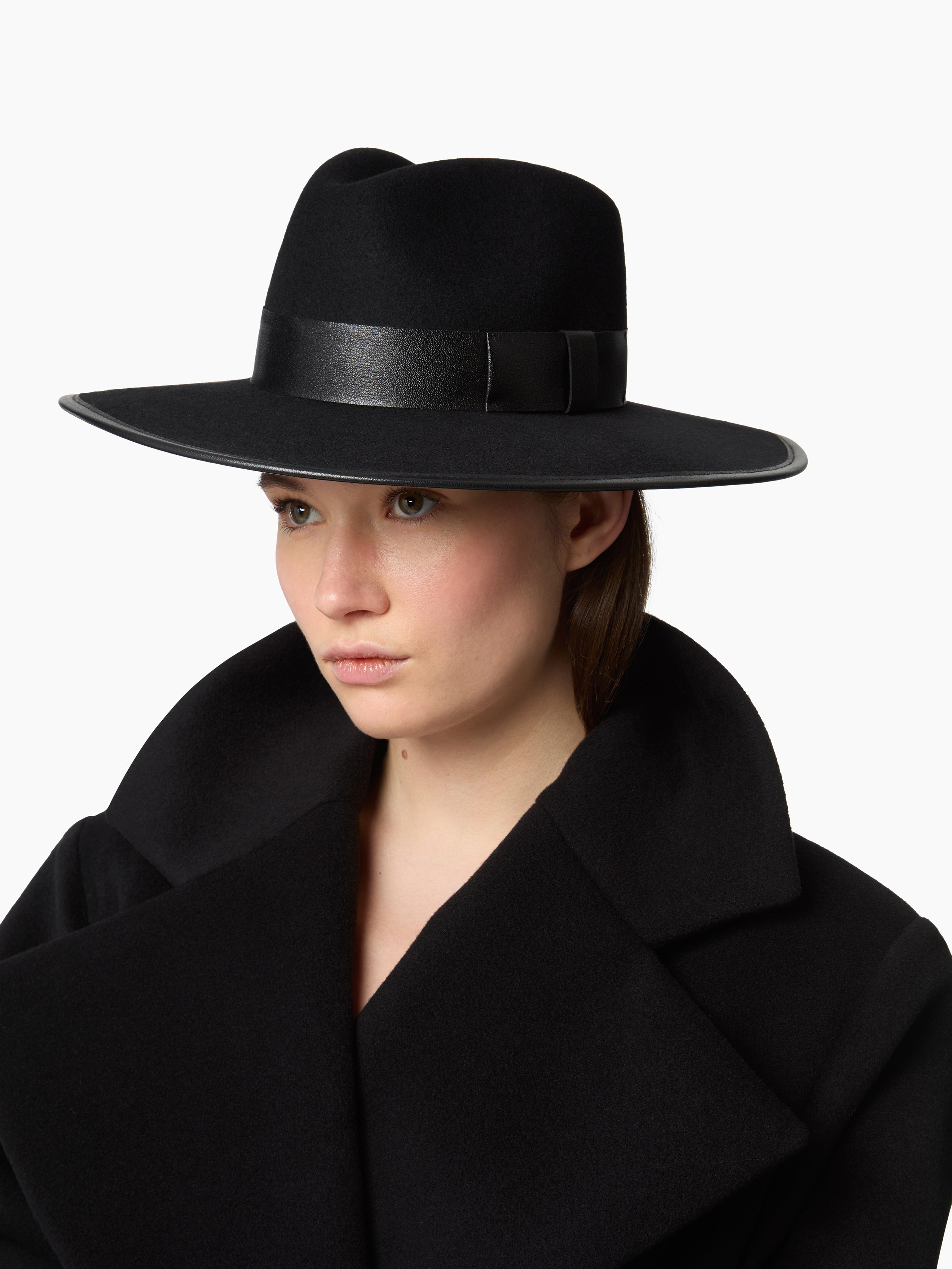 Black Felt Wool Fedora Hat - 3