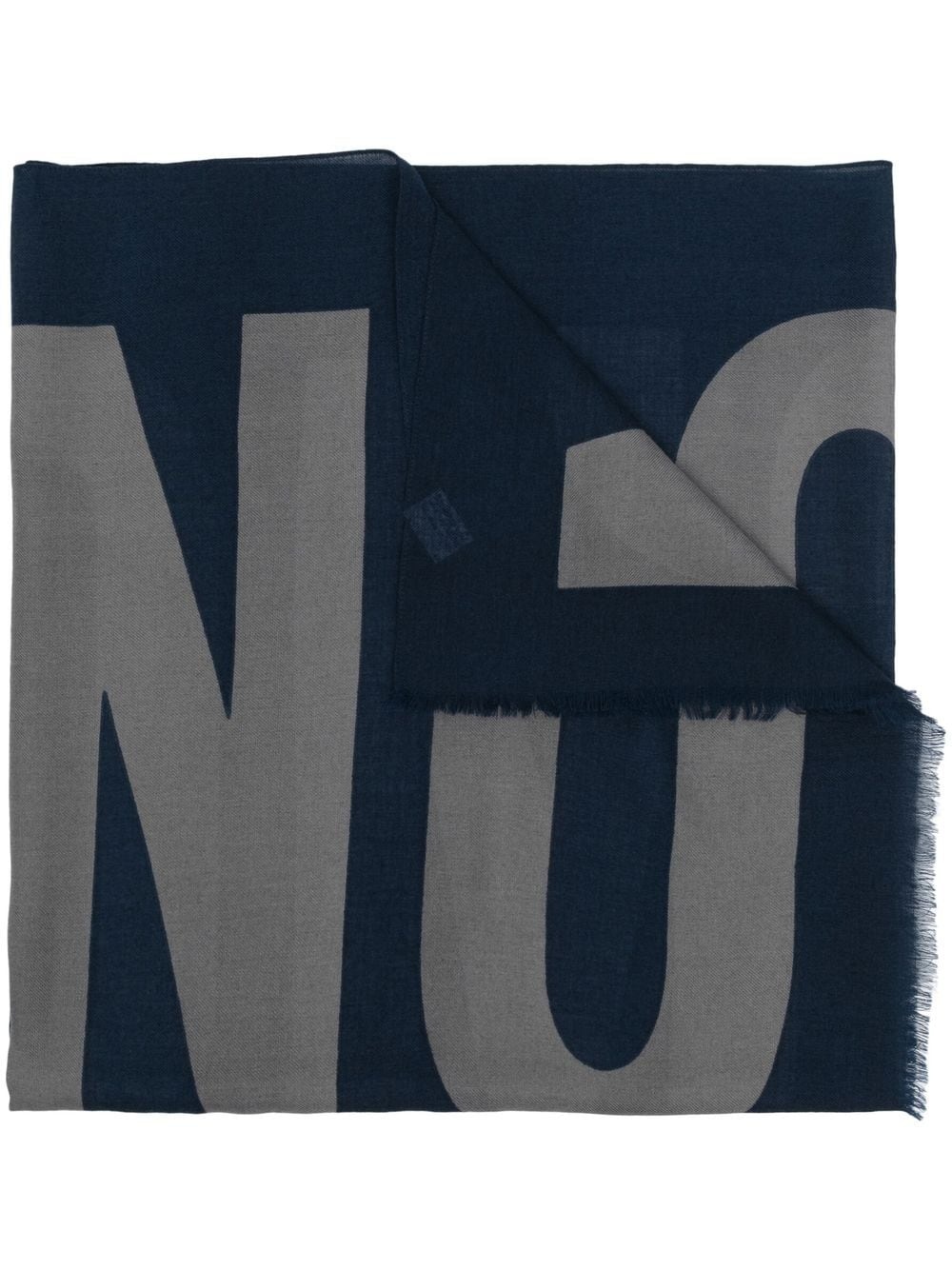 logo-print wool scarf - 1