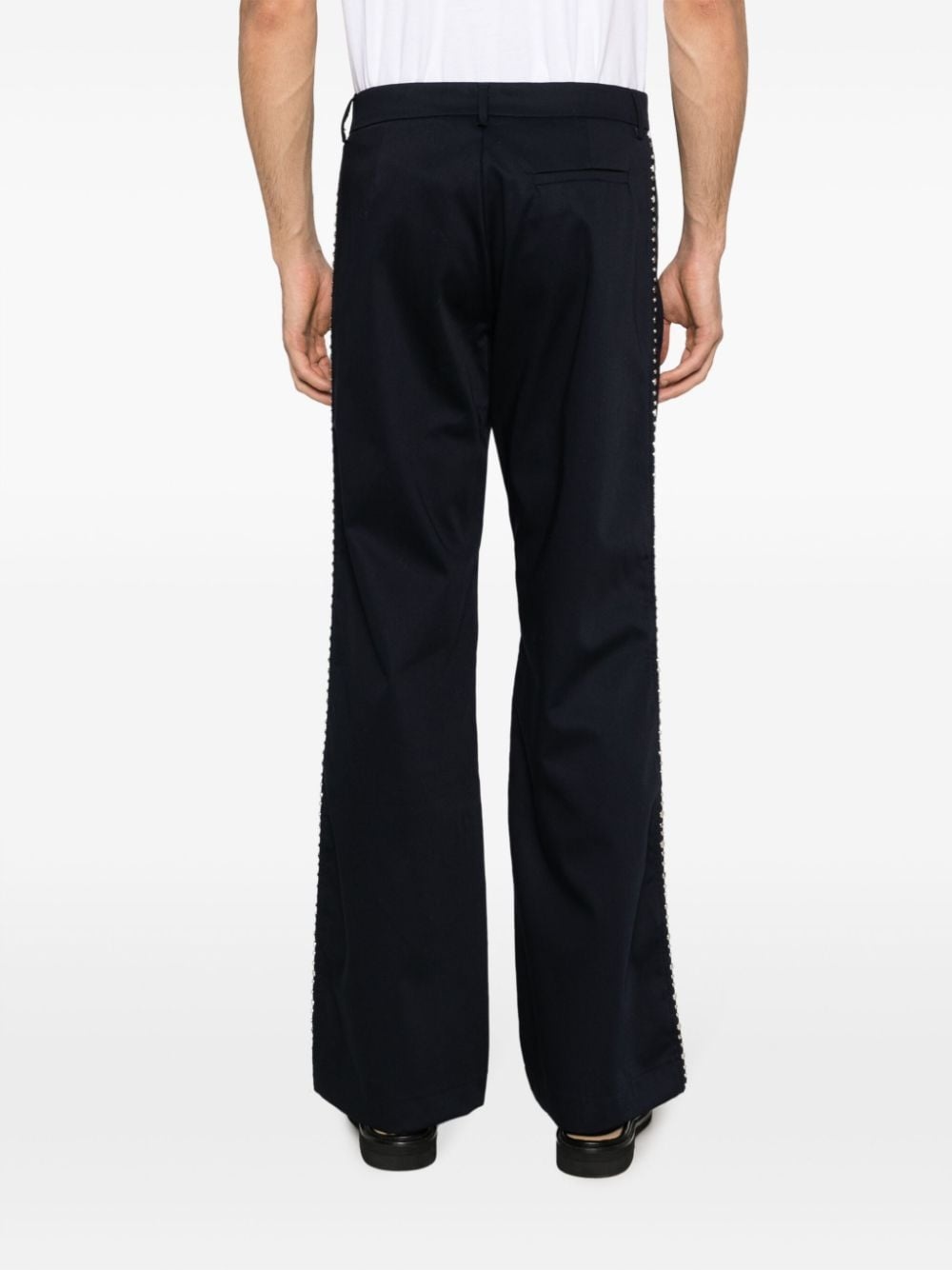 studded cotton bootcut trousers - 4