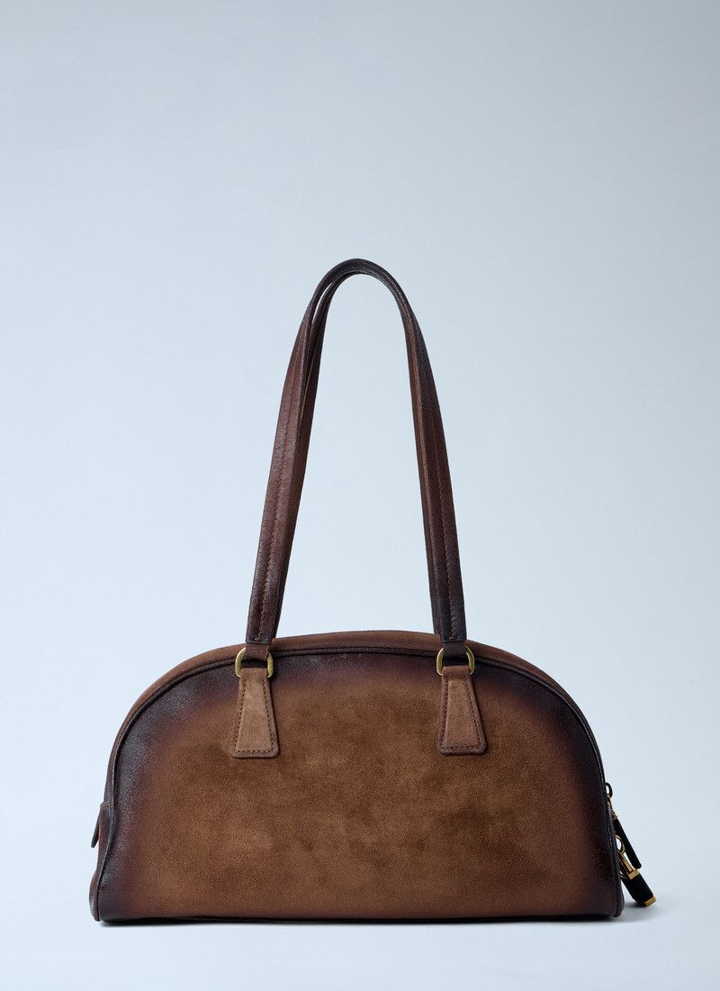 Prada Bowling Medium Suede Handbag outlook