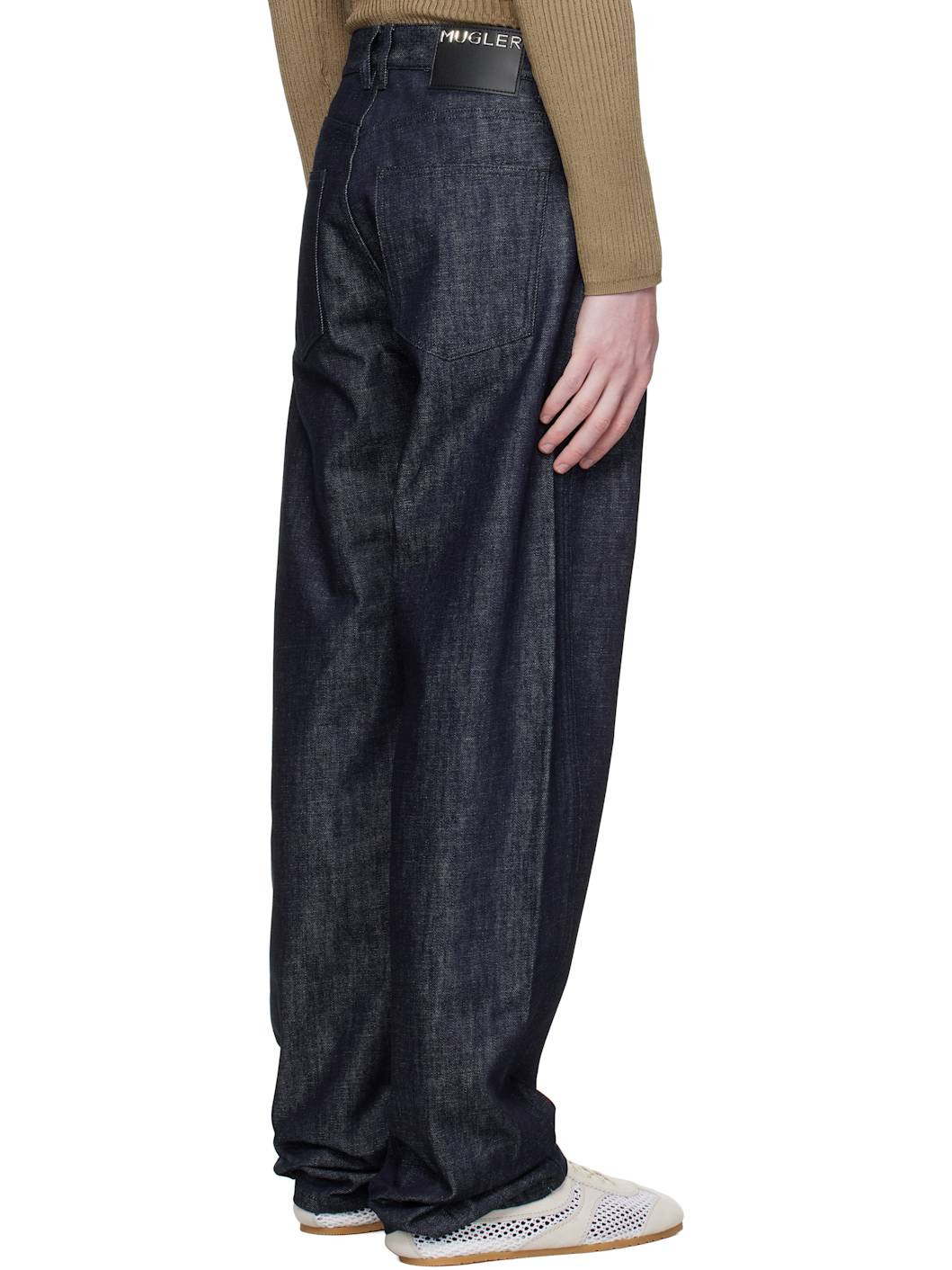Navy Straight Raw Denim Jeans - 3