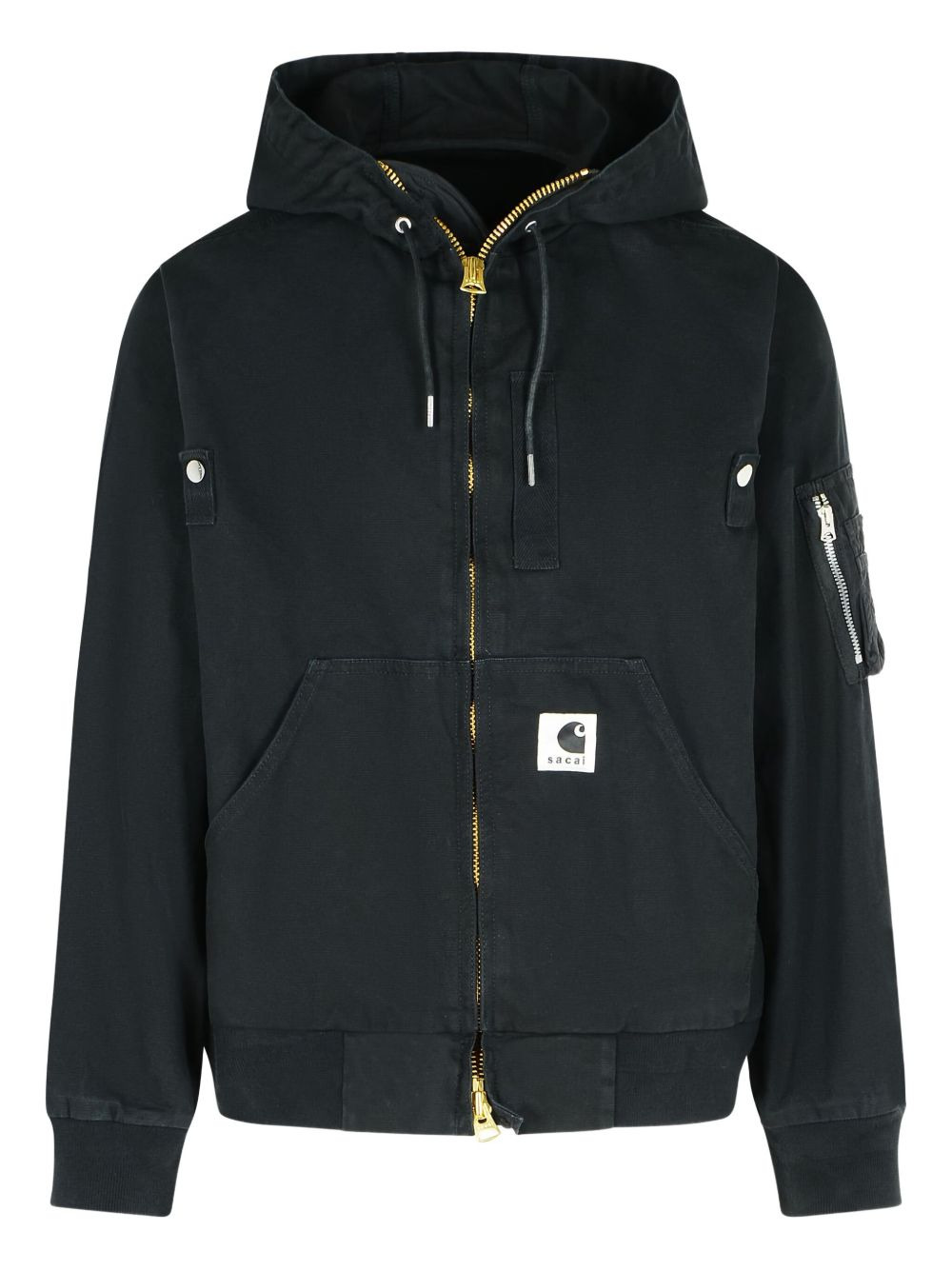 hooded logo-patch bomber jacket - 1