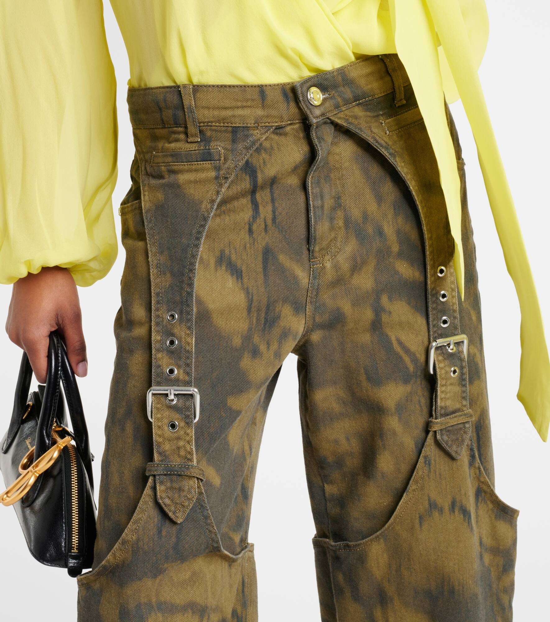 Printed denim wide-leg pants - 4