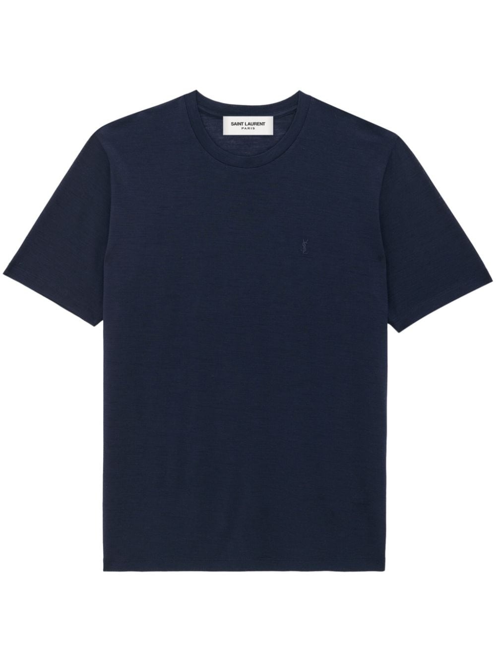 logo-embroidered wool-silk blend T-shirt - 2