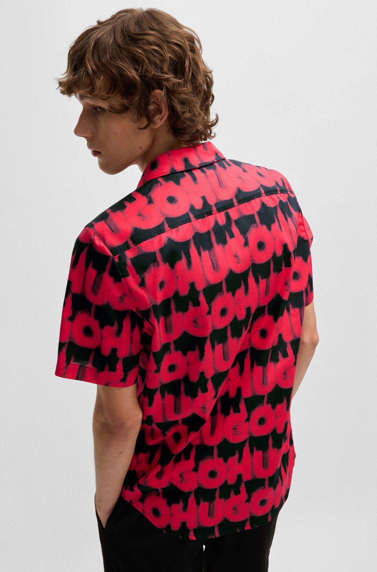 RELAXED-FIT SHIRT IN COTTON WITH SMOKE-LOGO PRINT - 5