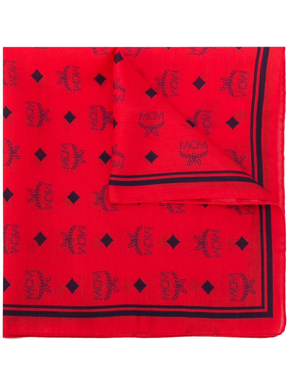 logo print silk-cotton mix scarf - 1