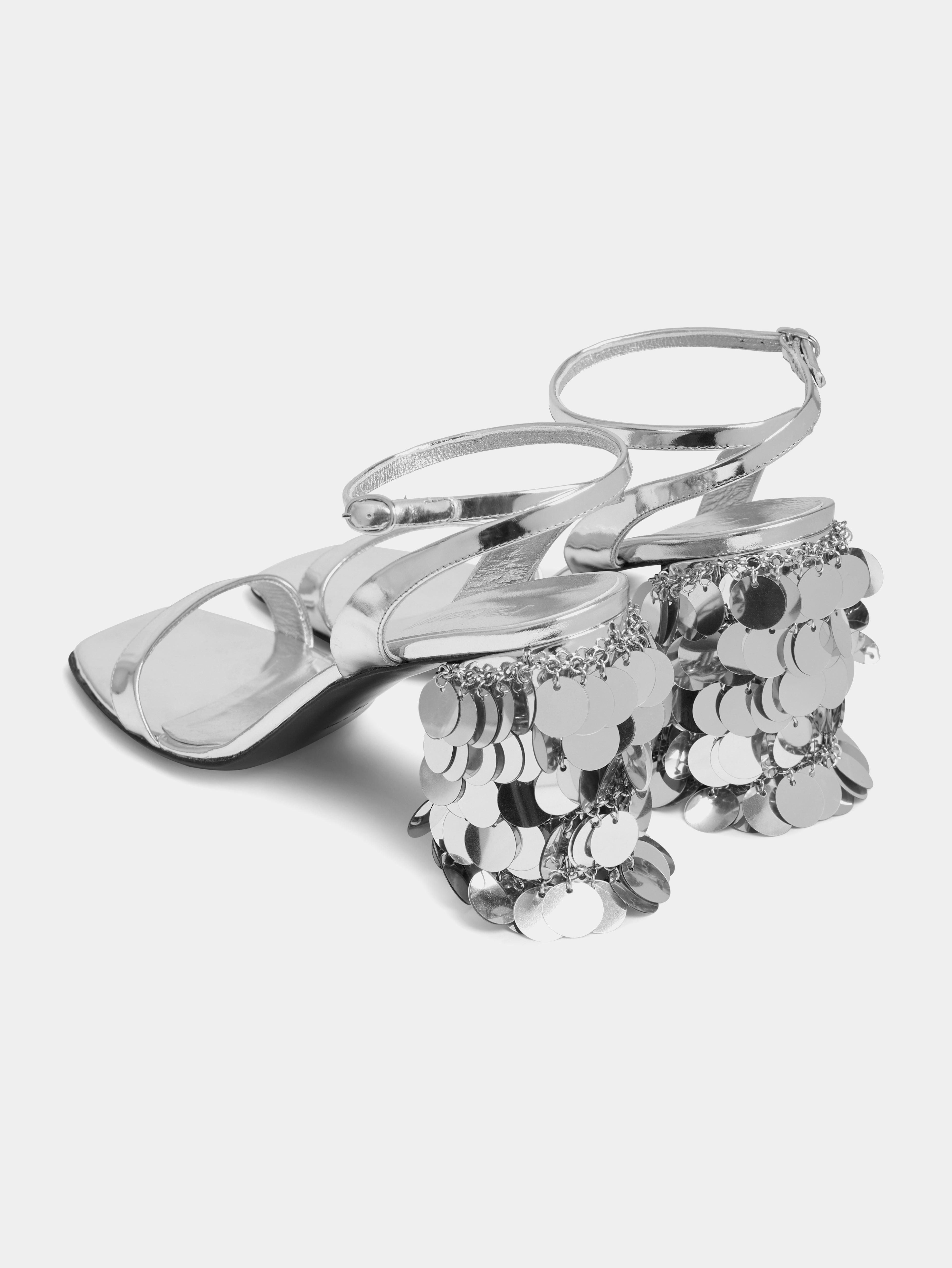 SILVER SANDALS WITH SPARKLE DISCS HEELS - 2