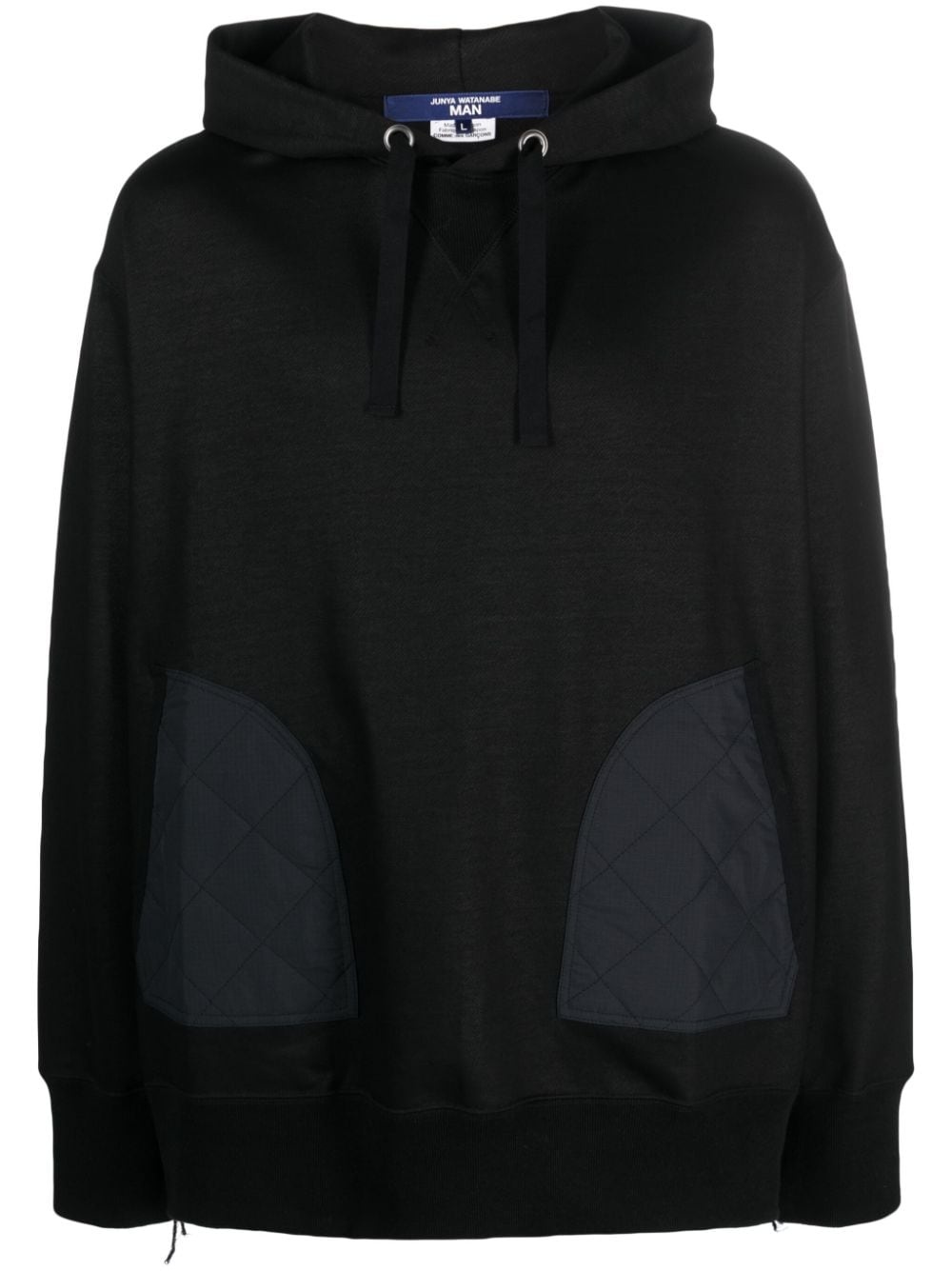 panelled cotton hoodie - 1