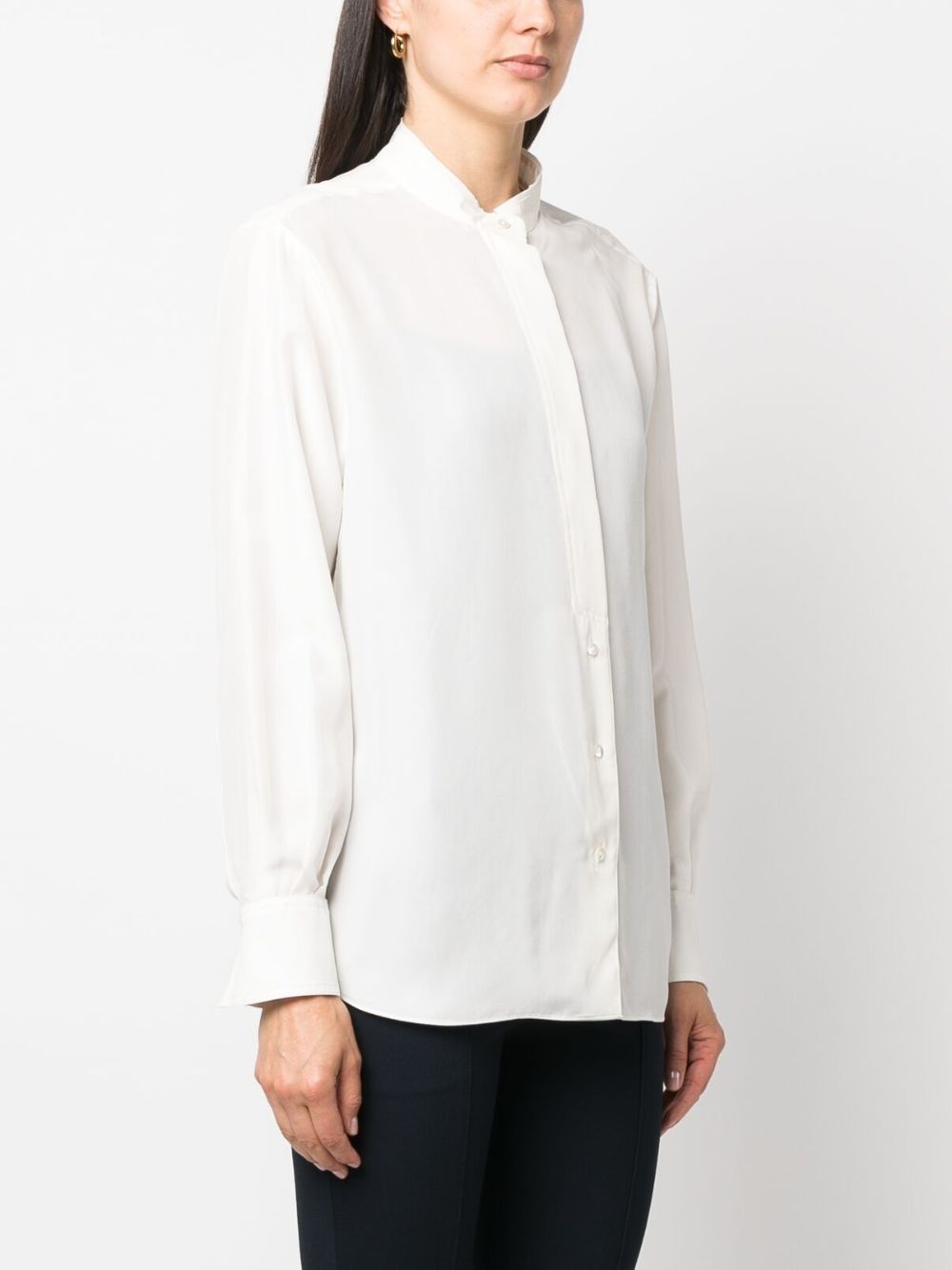 band-collar silk shirt - 3