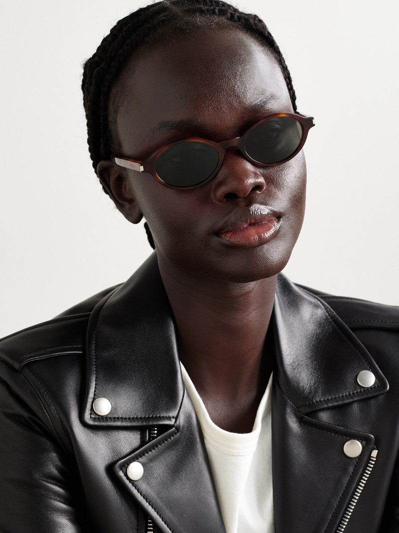 SAINT LAURENT Jeanne Oval-frame Tortoiseshell Acetate Sunglasses outlook