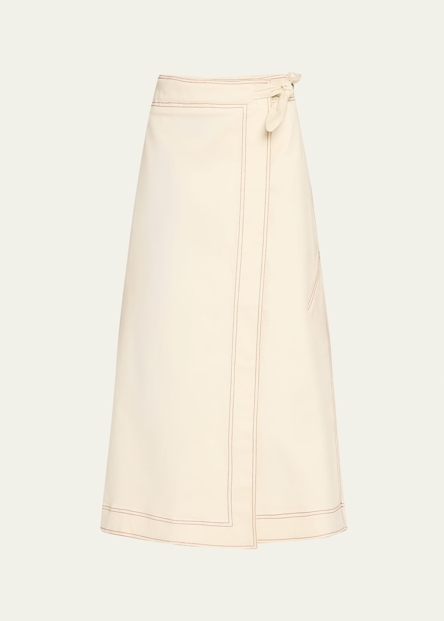 Herringbone Canvas Long Wrap Skirt - 1