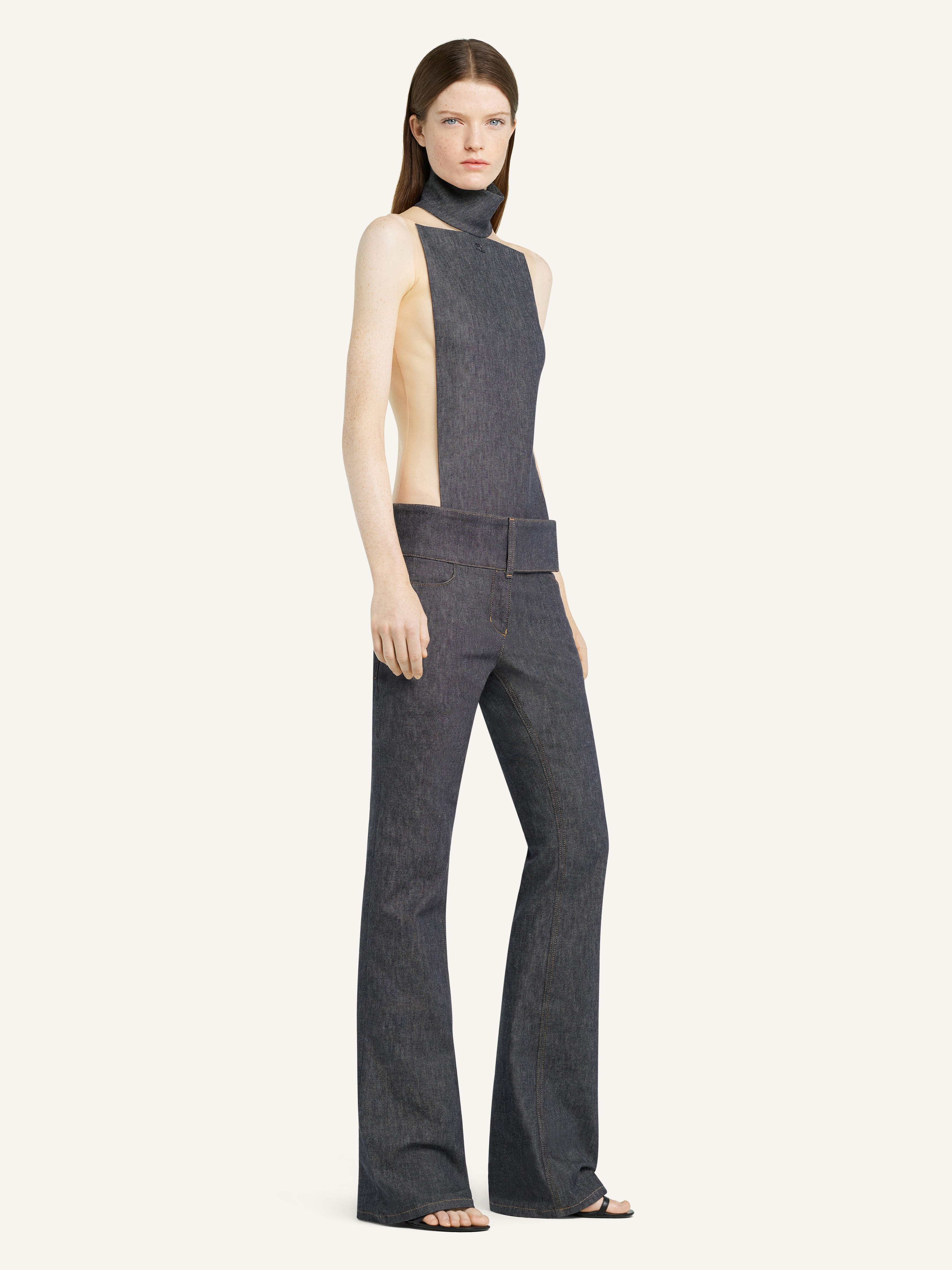 ILLUSION MOCKNECK DENIM BODYSUIT - 3