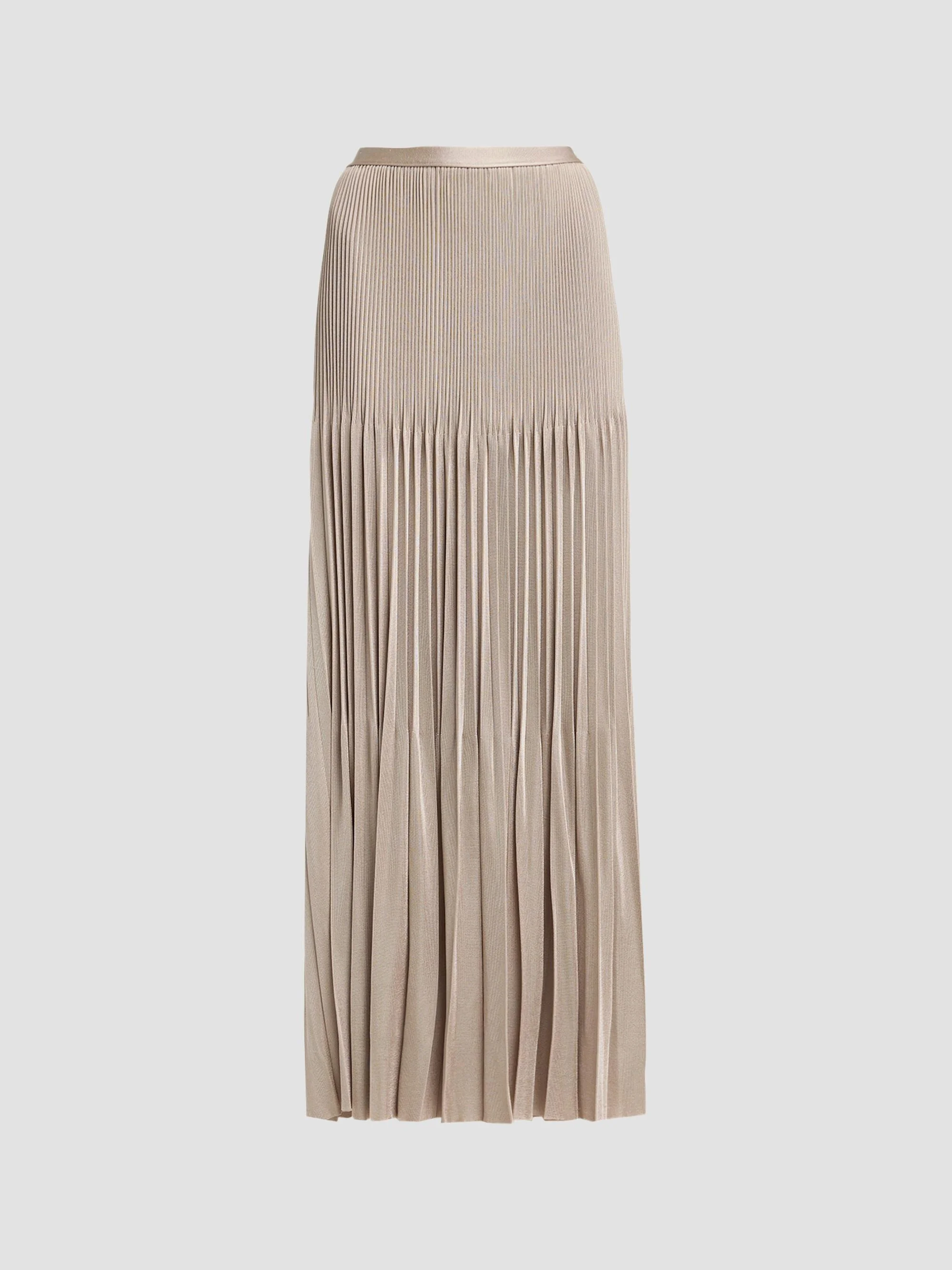 Women's Plissé Maxi Skirt - Solid Light Beige - 1