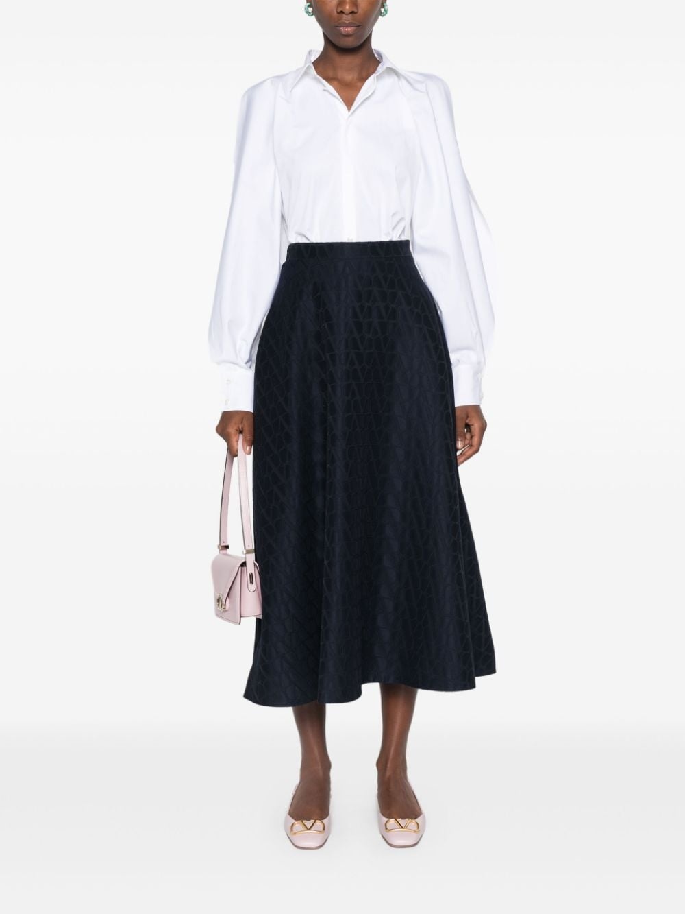 logo-jacquard midi skirt - 2