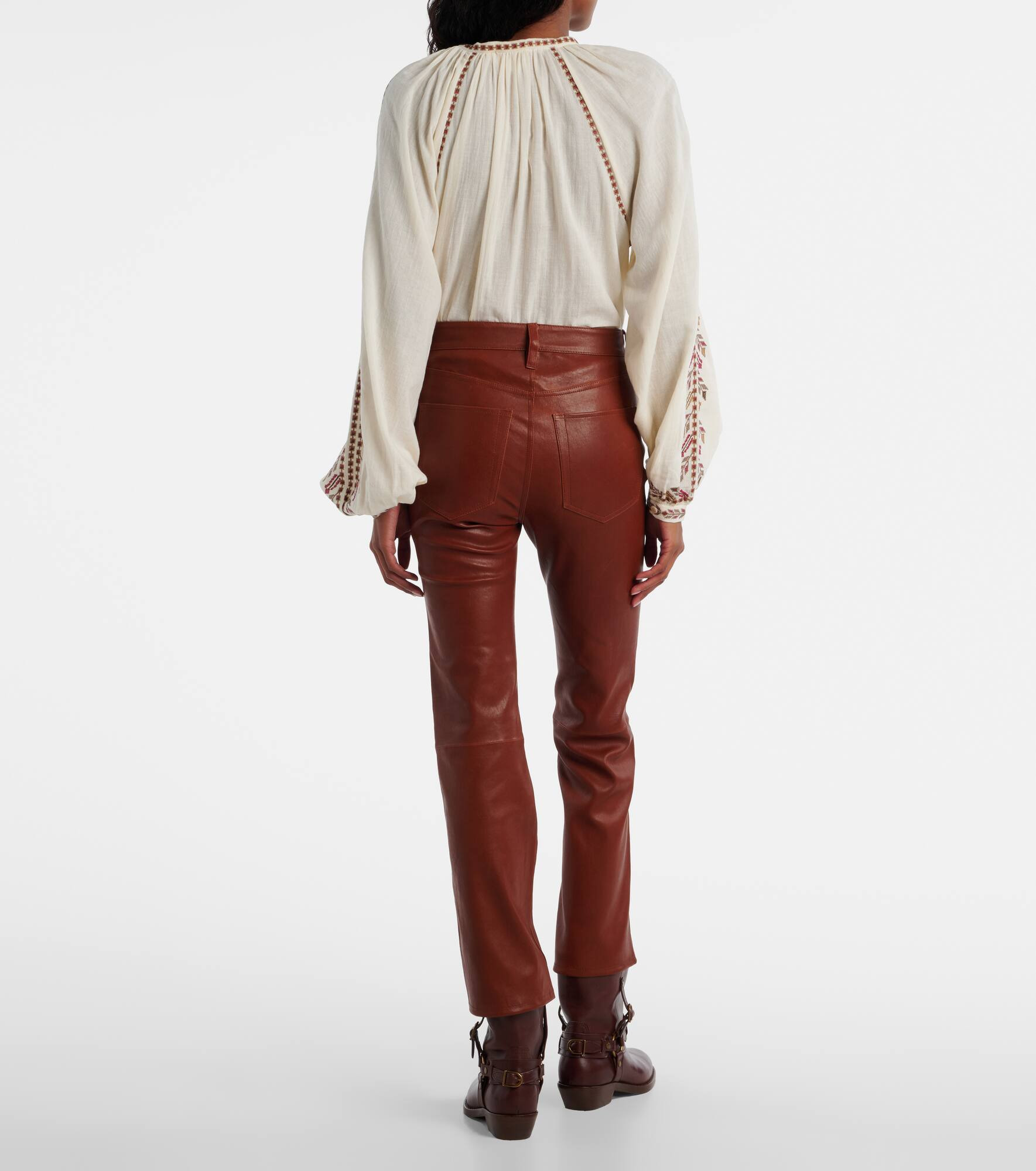 Reboot Crop leather bootcut pants - 3