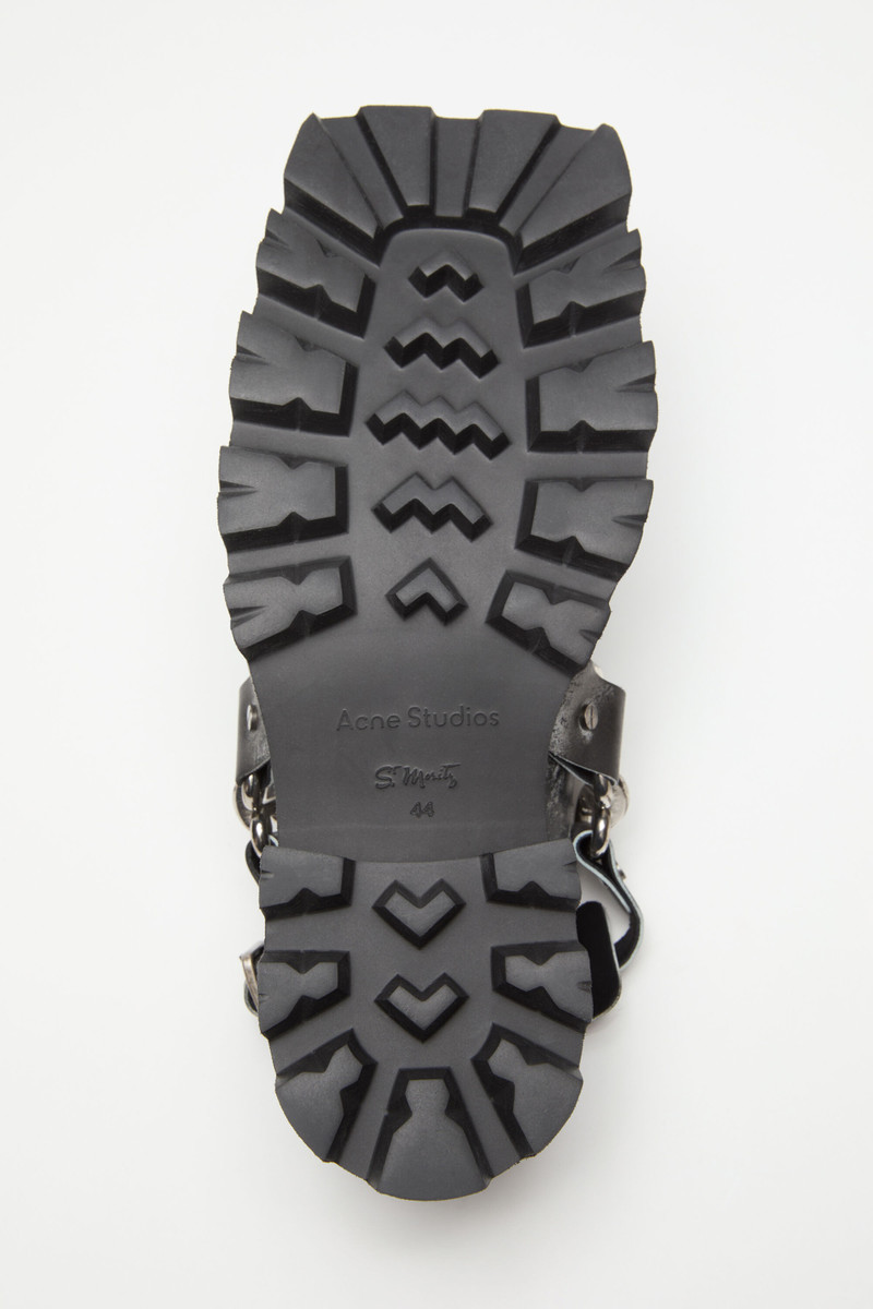 Leather buckle mule - Black/white 6