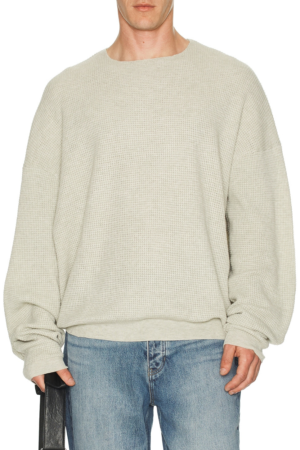 Waffle Long Sleeve Crew Neck Sweatshirt - 4