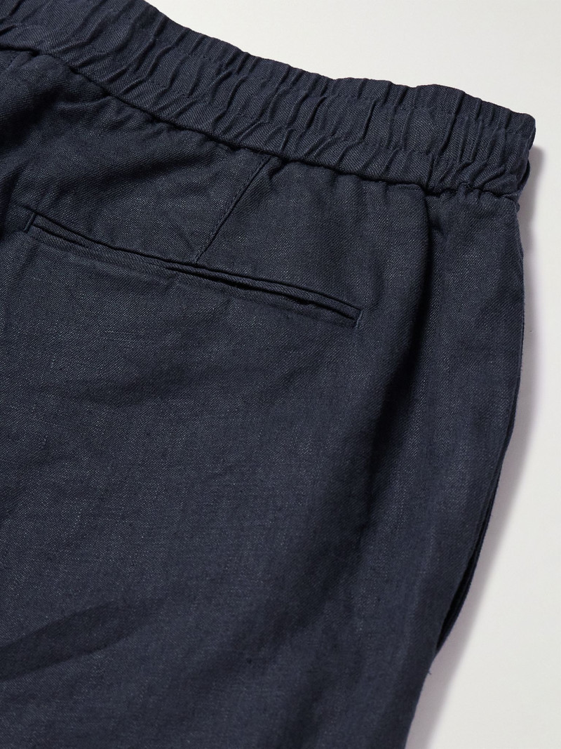 Cornell Slim-Fit Straight-Leg Washed Linen Trousers Navy 5