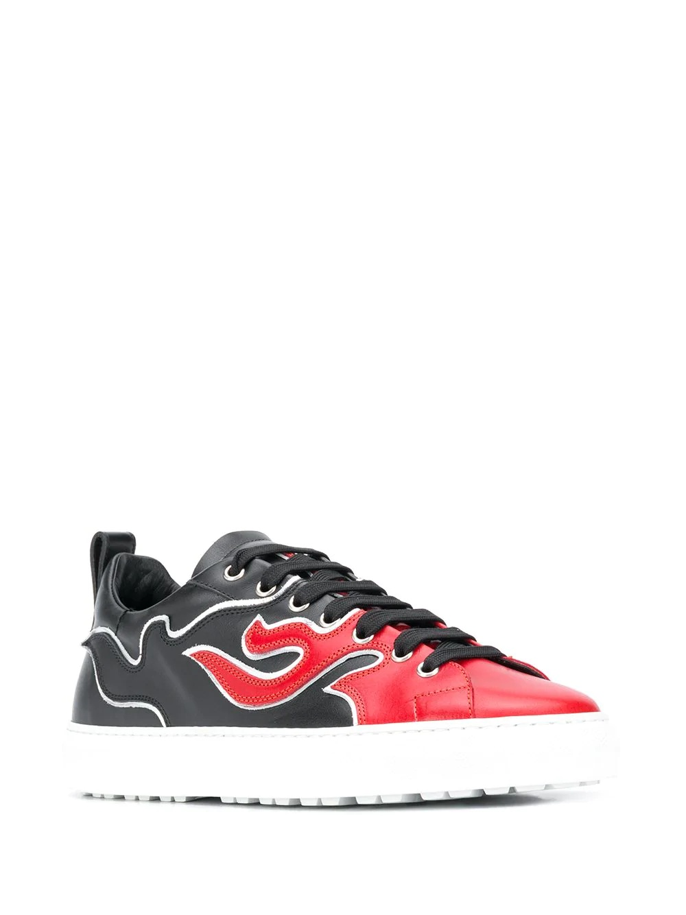 flame print low top sneakers - 2