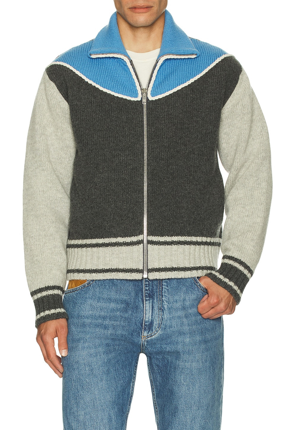 Heavy Weight Wool Tracksuit Knit Zipped Jacket - 3