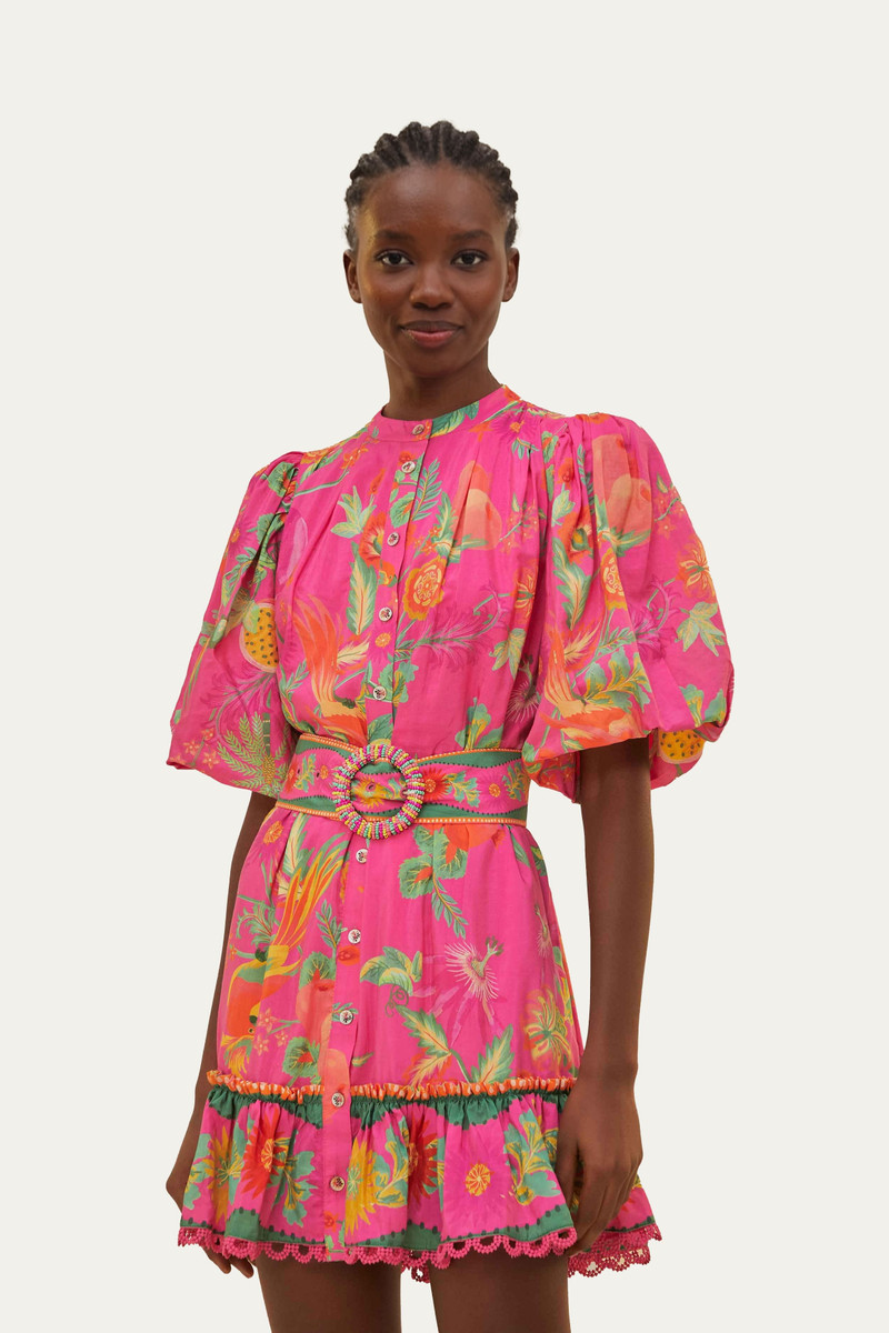 Pink Delicate Fruit Garden Mini Dress 1